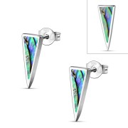 Black Onyx Triangle Sterling Silver Stud Earrings, e312